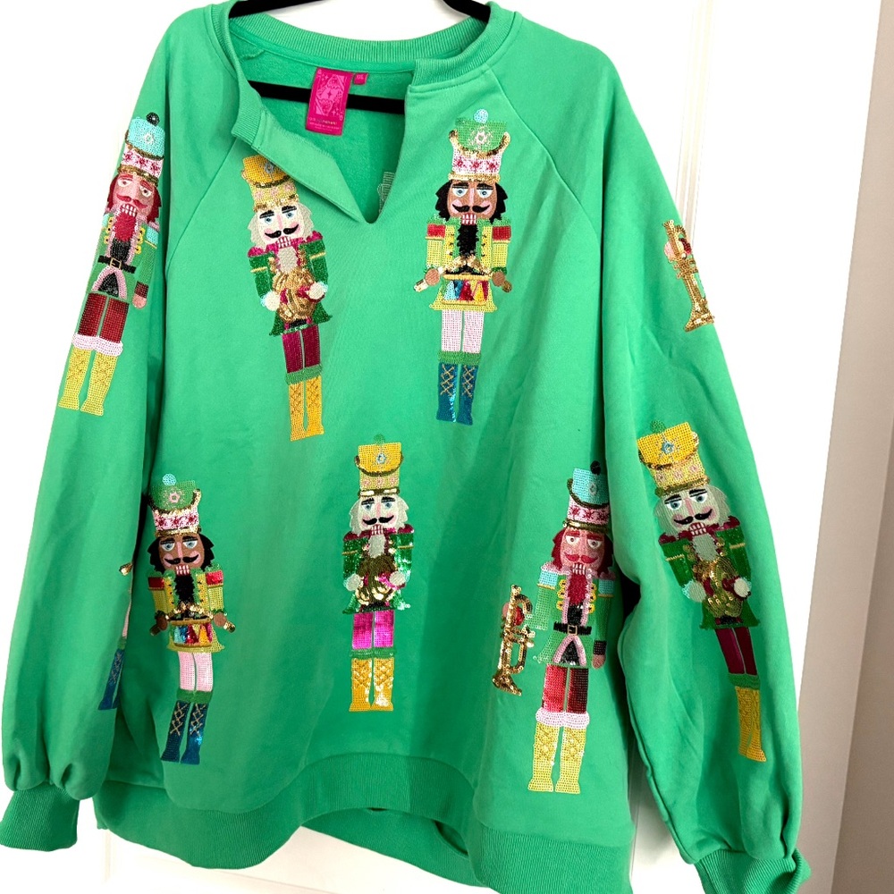 QUEEN OF SPARKLES Green Nutcracker Sweater - Picture 4 of 4